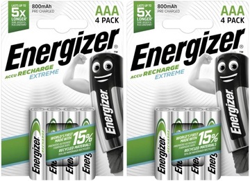 8x Akumulatorki ENERGIZER Extreme AAA R03 HR03 NH12 1,2V 800mAh