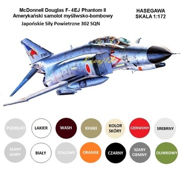 Model do sklejania F-4EJ PhantomII 302 Japoński Dywizjon Tokio+FARBY+LAKIER