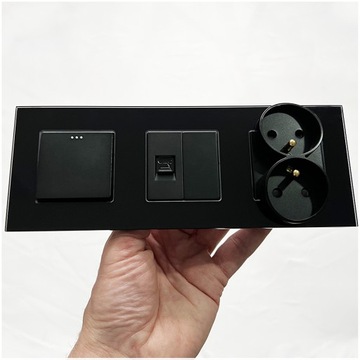 Ramka Szklana Potrójna Czarna do Modułów MIUUN GL