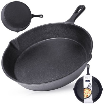 Сковорода ЧУГУННАЯ, круглая, чугунная плита для плиты, гриля, камина, 25 см