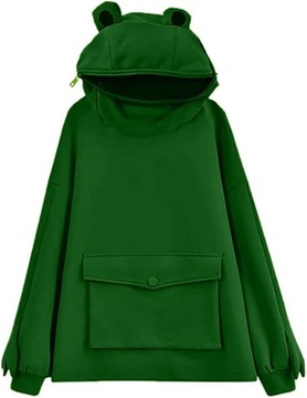 BLUZA ŻABA ZIELONA CIEPŁA Z KAPTUREM MŁODZIEŻOWAS