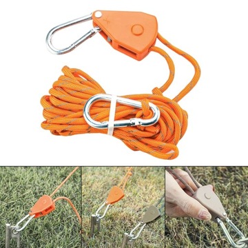 Liny namiotowe Regulowane wyposażenie z napinaczem sznurka namiotowego w kolorze pomarańczowym