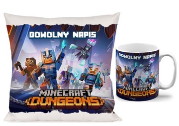 ZESTAW KUBEK + PODUSZKA MineCraft + IMIĘ 40 W26