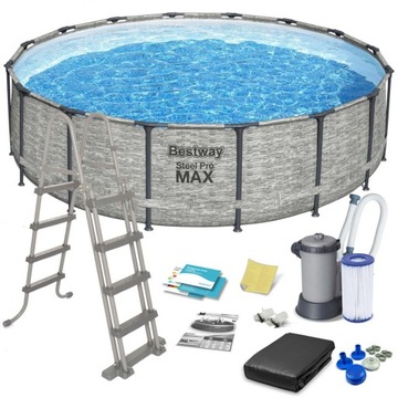 BASEN OGRODOWY STELAŻOWY Z POMPĄ 549 x 122 CM MEGA ZESTAW 11W1 BESTWAY