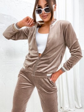 ЖЕНСКИЙ ВЕЛЮРОВЫЙ СПОРТИВНЫЙ КОМПЛЕКТ, СВИТШОТ-БОМБЕР НА МОЛНИИ, ЦВЕТА