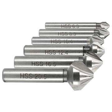 FAZOWNIK POGŁĘBIACZ STOŻKOWY DO METALU WIERTŁA FREZY ZESTAW 6SZT RASTOOL