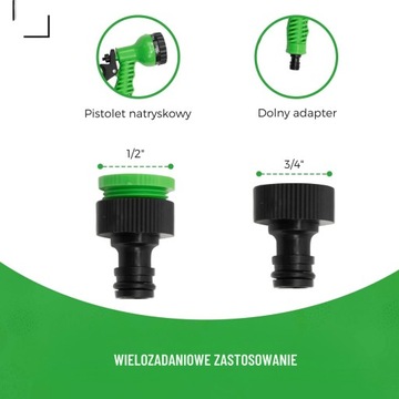 ГИБКИЙ САДОВЫЙ ШЛАНГ 20-60М + СОЕДИНИТЕЛИ + ПИСТОЛЕТ 7 РЕЖИМОВ