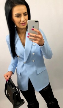 Marynarka Damska ze Złotymi Guzikami Elegancka Amarantowa Dwurzędowa L