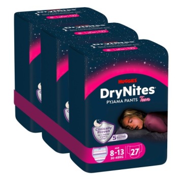 HUGGIES DryNites Штани Girl 8-13 років (30-48 кг) 3x9 шт.