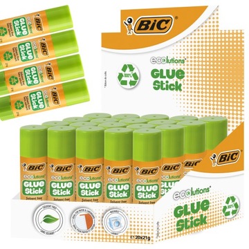 BIC ECOLUTIONS GLUE STICK KLEJ W SZTYFCIE MOCNY SZKOLNY BIUROWY 21g x20