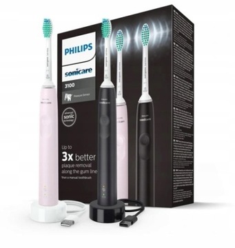 2 зубные щетки PHILIPS SONICARE SONIC ДЛЯ ДВУХ РОЗОВЫЙ ЧЕРНЫЙ