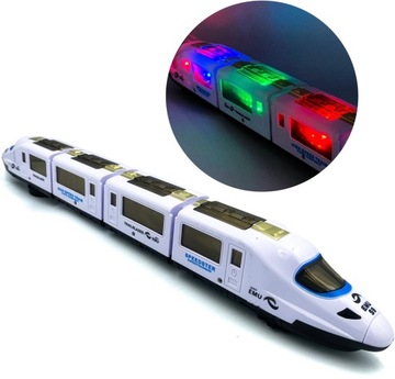 Pociąg Express pendolino jeżdżący na baterie świecący z dźwiękiem