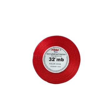 Wstążka satynowa 12mm Kolor CZERWONY 8055