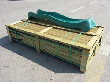 Drewniany Ogrodowy Domek Dla Dzieci Jerzyk + Ślizg Ciemnozielony