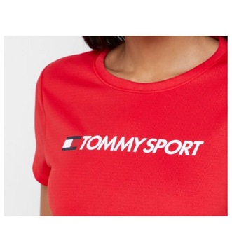 KOSZULKA Z LOGO TOMMY HILFIGER SPORT CZERWONA r.S