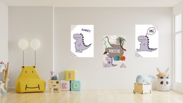 Zestaw 3 x A3 Plakaty dzieci Imię dinozaury 30x40