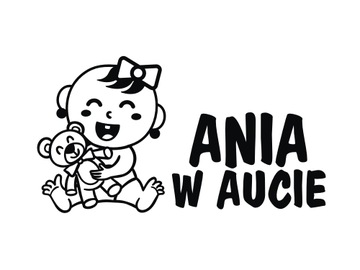 Naklejka na auto DZIECKO W AUCIE plus IMIĘ *24 cm *KOLORY