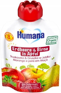 HUMANA Mus jabłko- gruszka- truskawka po 8 mc 90g