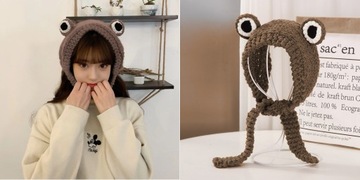 ШАПКА ЖЕНСКАЯ ЗИМНЯЯ ОСЕННЯЯ ТЕПЛАЯ ПОВЯЗКА НА УШИ ЗАВЯЗКА ЛЯГУШКА ЗИМА