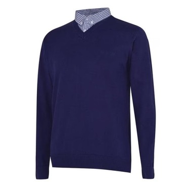 SWETER Pierre Cardin Cobalt 100% BAWEŁNA wstawka z KOSZULĄ rozmiar S