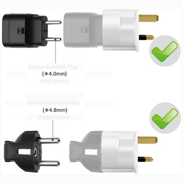 2x адаптера розетки, английская вилка, PL EU-UK, предохранитель