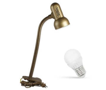 Lampka biurkowa z klipsem DUŻA+ ŻARÓWKA 6W LED E27