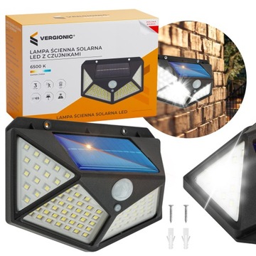 LAMPA SOLARNA CZUJNIK RUCHU ZMIERZCHU IP65 100 LED