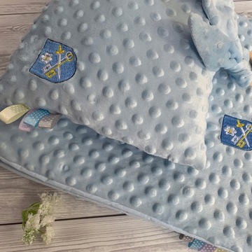 Одеяло 100х140 и подушка 40х40 с вышивкой для ребенка, имени, свидетельства о рождении, подарка.