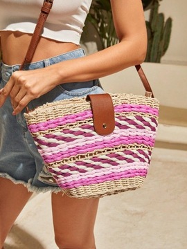 ЦВЕТНАЯ СУМКА НА ПЛЕЧЕ, СОЛОМНАЯ КОРЗИНА SHEIN