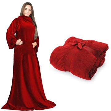 Koc Bluza z rękawami i kieszeniami 150x180 Czerwony