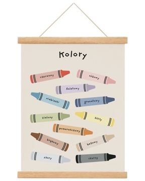 Plakat edukacyjny Joachimki - KOLORY DLA DZIECI Montessori 21x30 cm A4