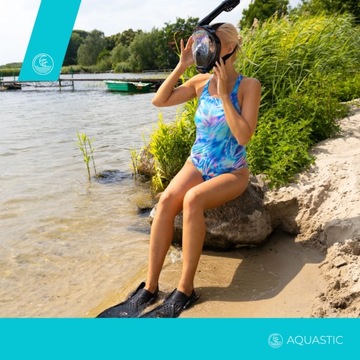 Набор для подводного плавания AQUASTIC Полнолицевая маска + ласты черный S-M