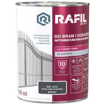 RAFIL Farba do bram i ogrodzeń szary półmat