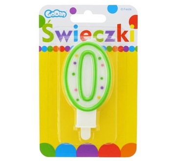 ŚWIECZKA CYFERKA Z KROPECZKAMI 0 NA TORT URODZINY