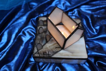 Витражный подсвечник темное кладбище Хэллоуин b2