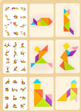 ЛОГИЧЕСКАЯ ИГРА МАГНИТНЫЙ ТАНГРАМ ДЕРЕВЯННЫЕ БЛОКИ + БЕСПЛАТНЫЕ ТИК-ТАК-ТАК