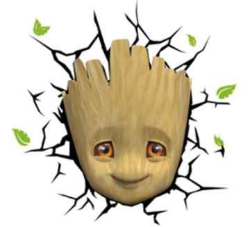 Лампа Настінна Groot Marvel 3D LED Face 3D