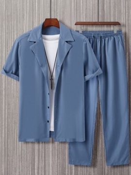 SHEIN NIEBIESKI KOMPLET KOSZULA SPODNIE XXL 88180