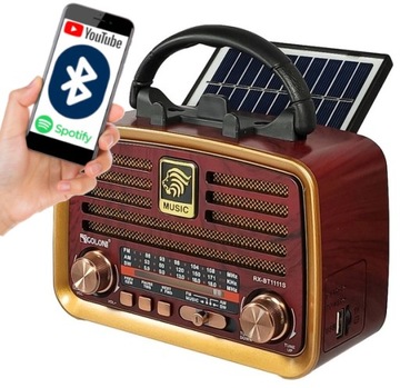 RADIO RETRO PRZENOŚNE KUCHENNE BLUETOOTH USB AKUMULATOR SOLAR