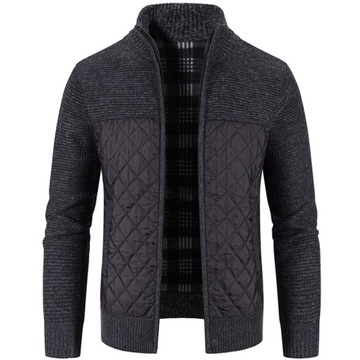 MĘSKI SWETER GRUBY CIEPŁY KURTKA CZARNY 4XL