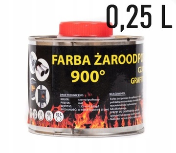FARBA ŻAROODPORNA DO KOMINÓW TŁUMIKA PIECA GRILLA CZARNA TRWAŁA 0,25L