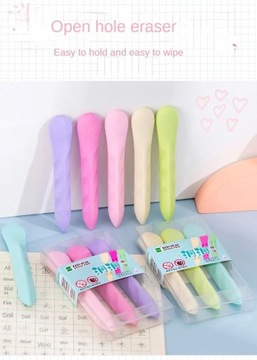 3Pcs/box Cute Correction Grip Hole 2B Eraser Student Learning Rubber