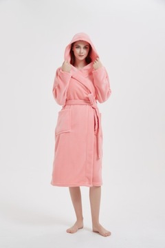 SZLAFROK Z KAPTUREM MIKROFIBRA KORAL 2XL/3XL CARLO