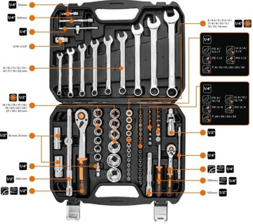 ТОРЦЕВЫЕ КЛЮЧИ NeoTools 10-059 1/2|1/4 [82 шт.]