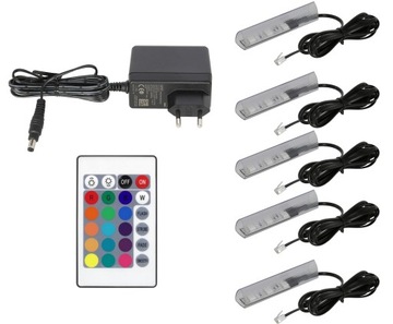 5x klipsy LED RGB do półek szyb klips KOMPLET