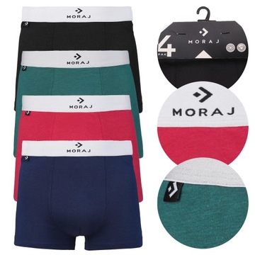 4x Bawełniane BOKSERKI MĘSKIE Majtki 4 Pak MORAJ Zestaw r. 2XL