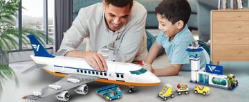 БЛОКИ ПАССАЖИРСКИЙ САМОЛЕТ АЭРОПОРТ LED ФИГУРКА 901 шт. БОЛЬШОЙ НАБОР ПОДАРОК