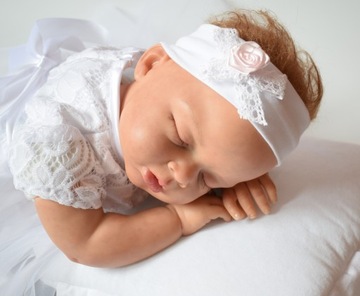 Хлопковая КРУЖЕВНАЯ ПОВЯЗКА на ГОЛОВУ для Крещения Принцессы