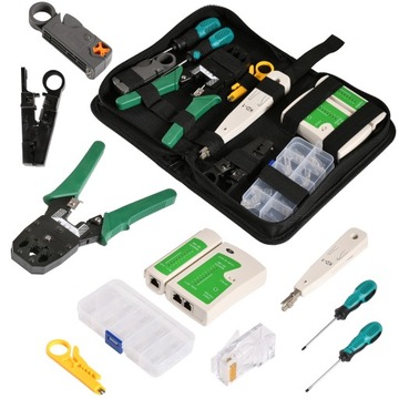 ZESTAW NARZĘDZI SIECIOWYCH RJ45 TESTER ZACISKARKA