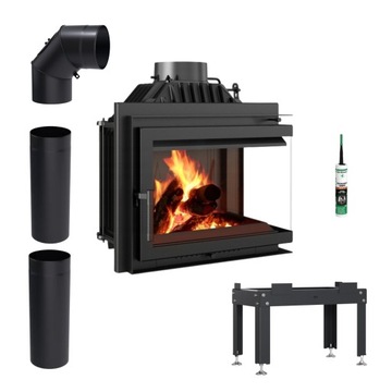 Kominek powietrzny żeliwny SIMPLE prawy BS 8 kW fi 200 ZESTAW MONTAŻOWY